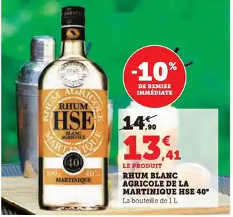 Hyper U Rhum blanc agricole de la martinique hse 40° offre
