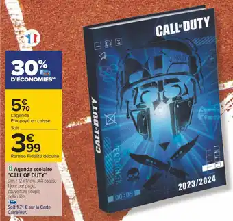 Carrefour Call of duty agenda scolaire offre