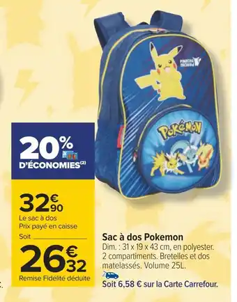 Carrefour Pokemon sac à dos pokemon offre
