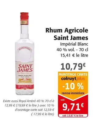 Colruyt Saint james rhum agricole offre