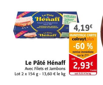 Colruyt Hénaff le pâté offre