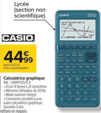 Carrefour Casio calculatrice graphique offre