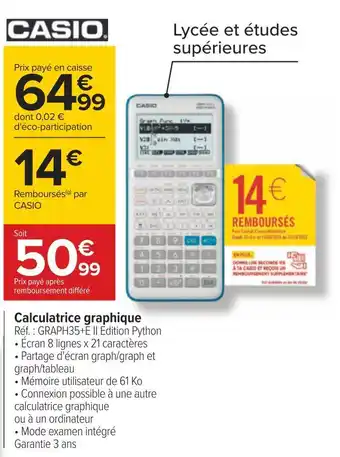 Carrefour Casio calculatrice graphique offre