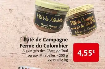 Colruyt Pâté de campagne ferme du colombier offre