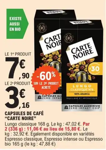E.Leclerc CAPSULES DE CAFÉ "CARTE NOIRE" offre