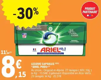 E.Leclerc LESSIVE CAPSULES (2)(3) "ARIEL PODS+" offre
