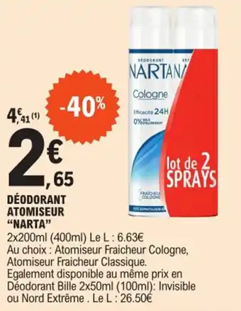 E.Leclerc DÉODORANT ATOMISEUR "NARTA" offre