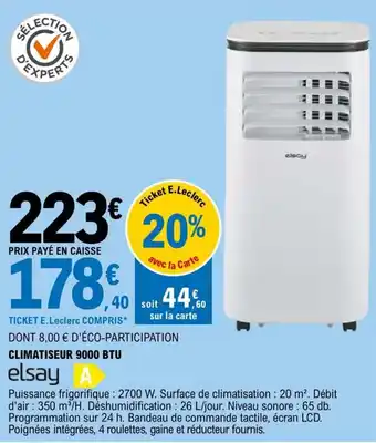 E.Leclerc CLIMATISEUR 9000 BTU offre
