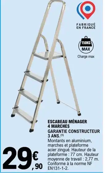 E.Leclerc ESCABEAU MÉNAGER 4 MARCHES offre