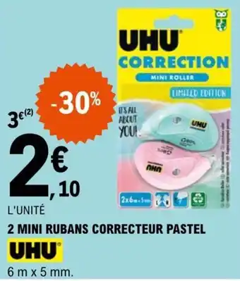 E.Leclerc 2 MINI RUBANS CORRECTEUR PASTEL offre