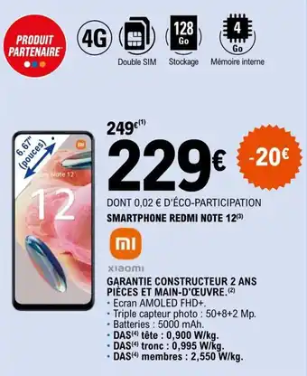 E.Leclerc SMARTPHONE REDMI NOTE 12(³) offre