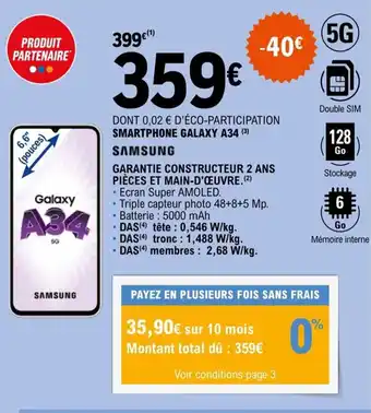 E.Leclerc SMARTPHONE GALAXY A34 offre