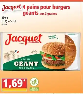 Norma Jacquet 4 pains pour burgers geants aux 3 graines offre