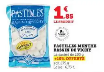 Super U PASTILLES MENTHE BASSIN DE VICHY offre