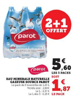 Super U EAU MINERALE NATURELLE GAZEUSE SOURCE PAROT offre