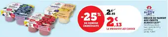 Super U DELICE DE YAOURT AUX FRUITS ALSACE LAIT(¹) offre