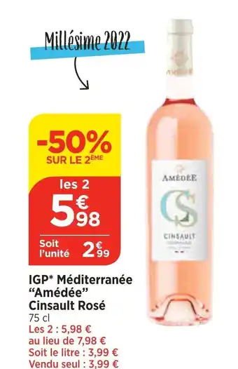 Bi1 IGP Méditerranée "Amédée" Cinsault Rosé offre
