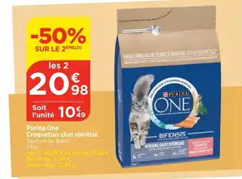 Bi1 Purina One Croquettes chat stérilisé Saumon ou Bœuf offre
