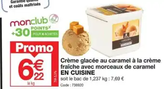 Promocash Crème glacée au caramel à la crème fraîche avec morceaux de caramel EN CUISINE offre