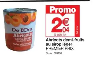 Promocash Abricots demi-fruits au sirop léger PREMIER PRIX offre