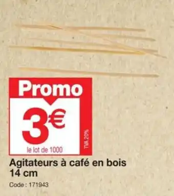 Promocash Agitateurs à café en bois 14 cm offre