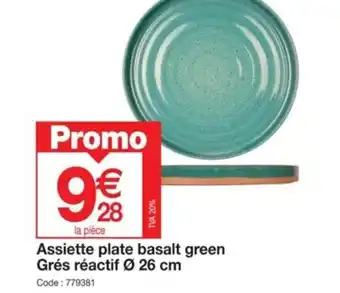 Assiette plate basalt green Grés réactif Ø 26 cm Code: 779381