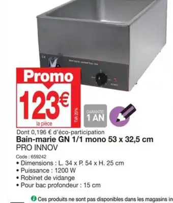 Promocash Bain-marie GN 1/1 mono 53 x 32,5 cm PRO INNOV offre