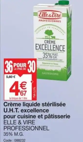 Promocash Crème liquide stérilisée U.H.T. excellence offre