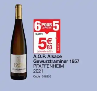 Promocash A.O.P. Alsace Gewurztraminer 1957 offre