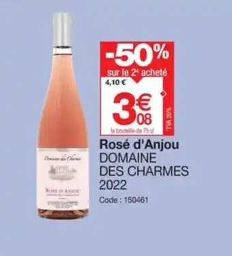 Promocash Rosé d'Anjou DOMAINE DES CHARMES 2022 Code: 150461 offre