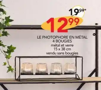 Stokomani Le photophore en métal 4 bougies offre