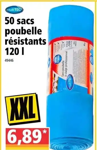 Norma 50 sacs poubelle résistants 120 l offre