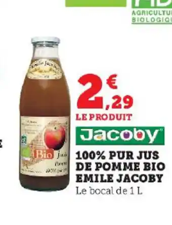 U Express 100% pur jus de pomme bio emile jacoby offre