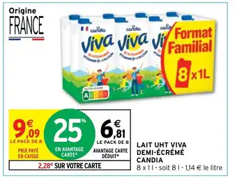 Intermarché LAIT UHT VIVA DEMI-ÉCRÉMÉ CANDIA offre