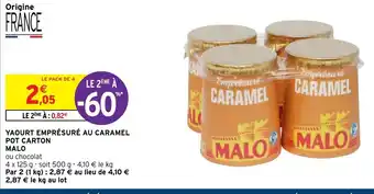 Intermarché YAOURT EMPRÉSURÉ AU CARAMEL POT CARTON offre