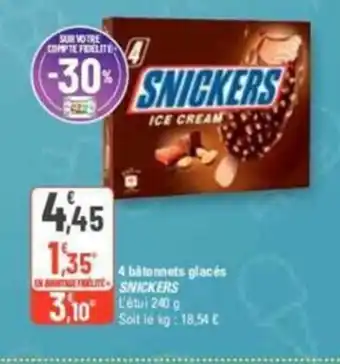 G20 4 batonnets glacés ON LITE SNICKERS offre
