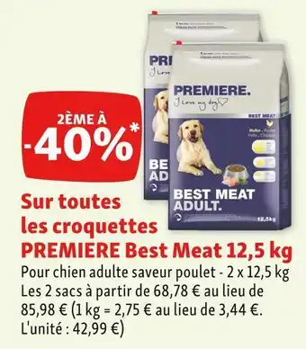 Maxi Zoo Premiere sur toutes les croquettes best meat 12,5 kg offre