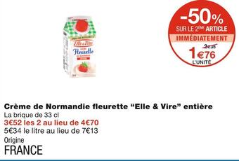 Monoprix Elle & vire crème de normandie fleurette entière offre