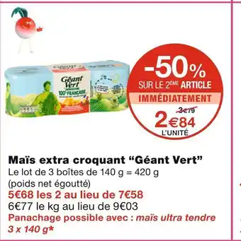 Monoprix Géant vert maïs extra croquant offre