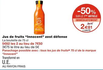 Monoprix Innocent jus de fruits zest défense offre