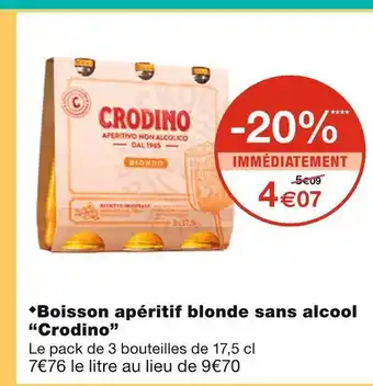 Monoprix Crodino boisson apéritif blonde sans alcool offre