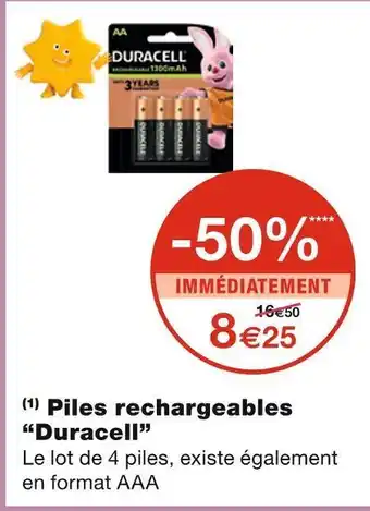Monoprix Duracell piles rechargeables offre