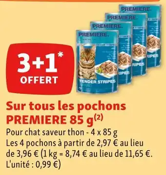 Maxi Zoo Premiere 3+1 offert sur tous les pochons premiere 85 g offre