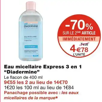 Monoprix Diadermine eau micellaire express 3 en 1 offre
