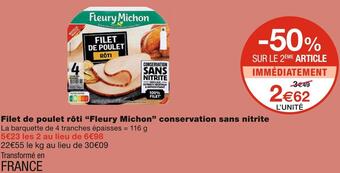 Monoprix Fleury michon filet de poulet rôti conservation sans nitrite offre