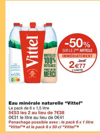 Monoprix Vittel eau minérale naturelle offre