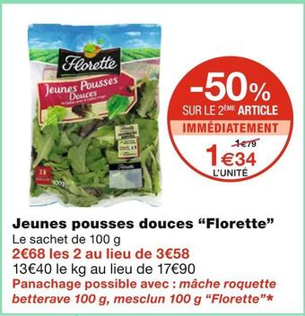 Monoprix Florette jeunes pousses douces offre
