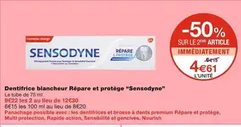 Monoprix Sensodyne dentifrice blancheur répare et protège offre