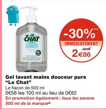Monoprix Le chat gel lavant mains douceur pure offre