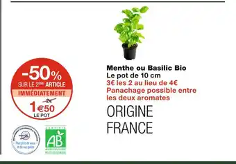 Monoprix Menthe ou basilic bio offre